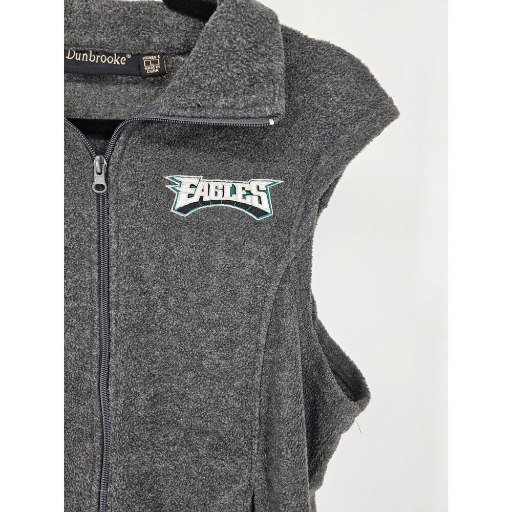Philadelphia Eagles NFL Football Womens Sz L Fleece Zip Up Vest Gray Embroidered - Picture 2 of 4